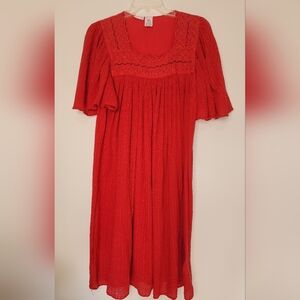 Vintage coral mumu house coat made in Greece one size fits all